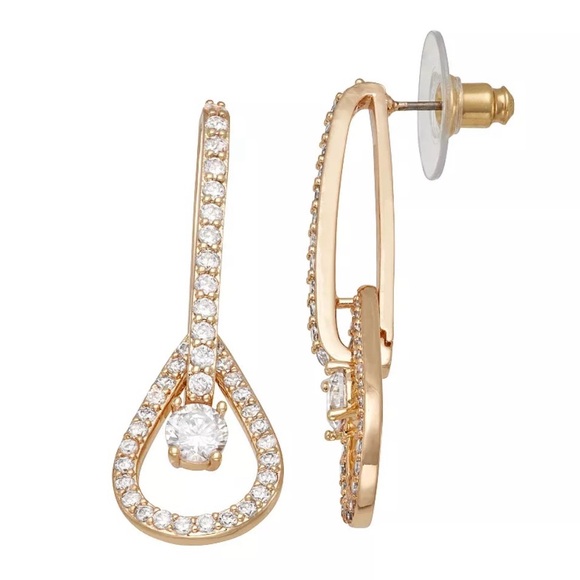 Napier Cubic Zirconia Tear Drop Earrings NWT - Picture 2 of 4